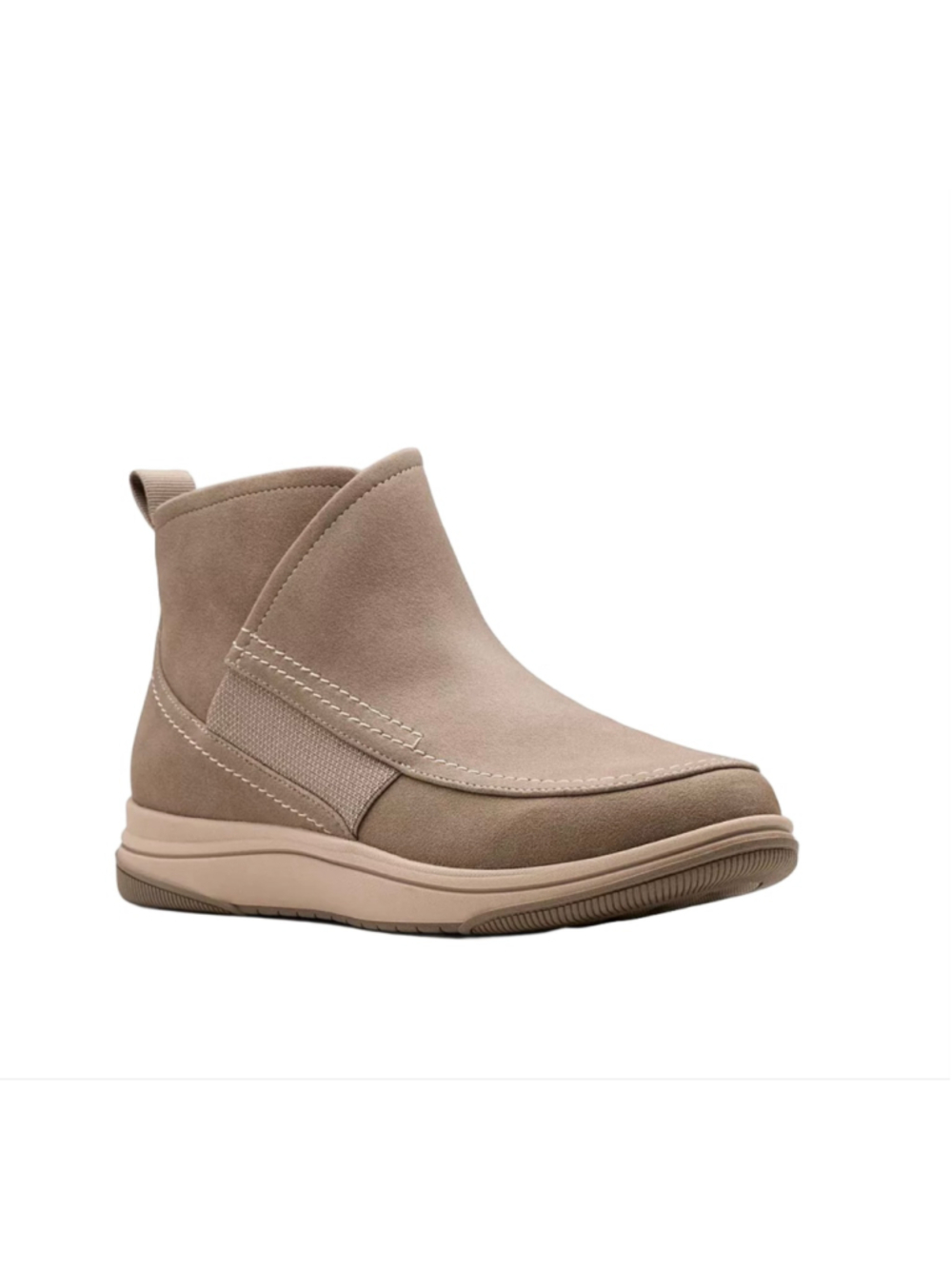 NIB Clarks Ankle Boots, Women's Size 8.5 Taupe, Comfort Slip On, Cloudsteppers